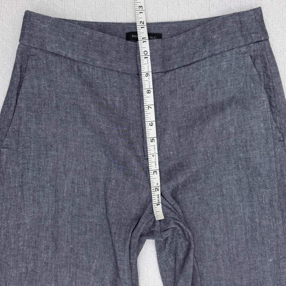Banana Republic Womens High Rise Wide Leg Linen Blend Pants Preppy Navy Blue 4